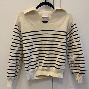 And other stories stripe sweater / sweatshirt in navy blue and off white
